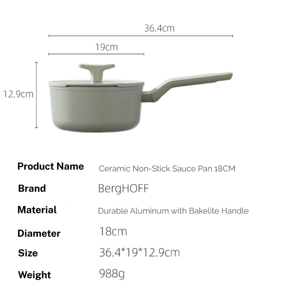 BergHOFF Non-stick Ceramic Sauce Pan 18CM with Lid