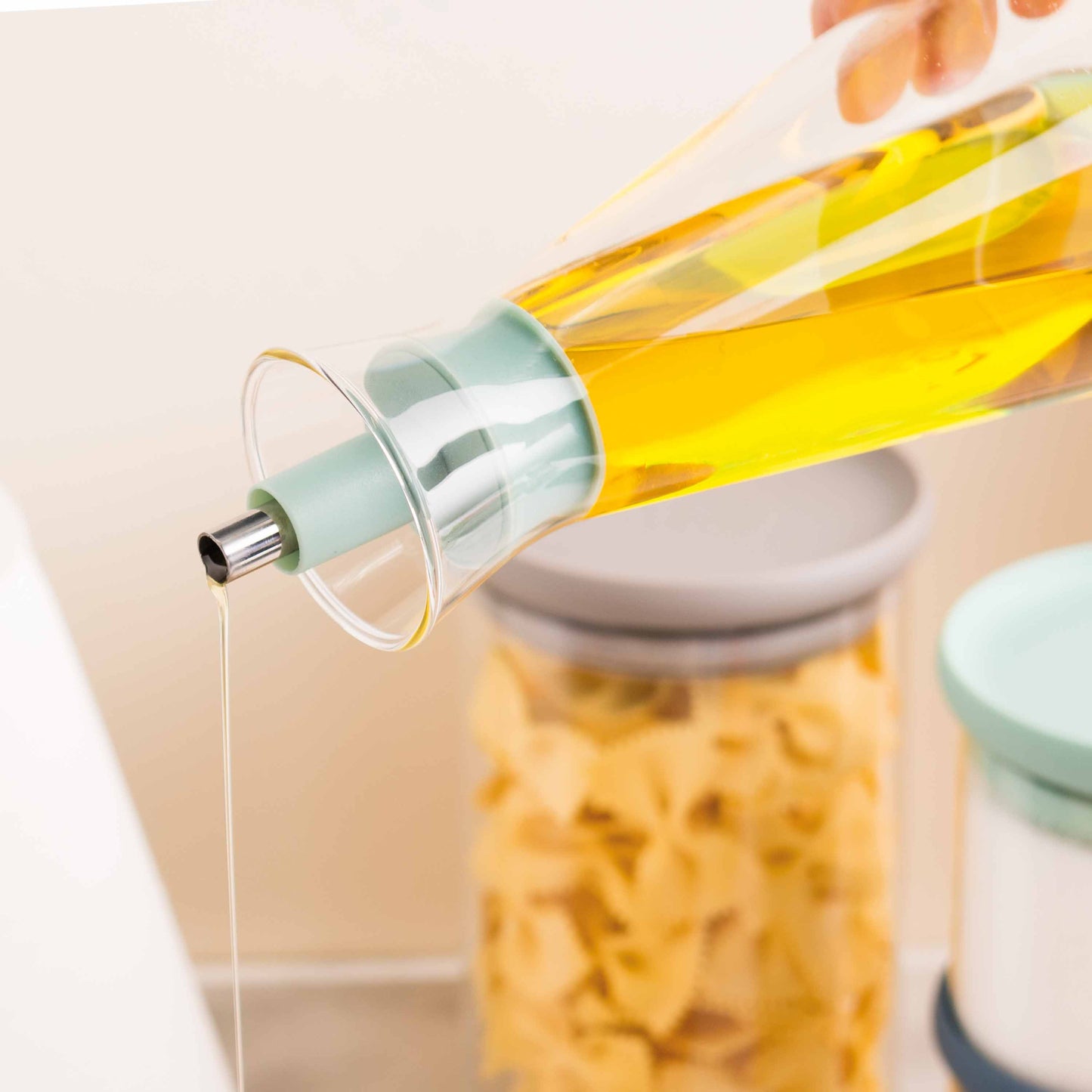 BergHOFF Leo Glass Oil Dispenser, Glass & Mint