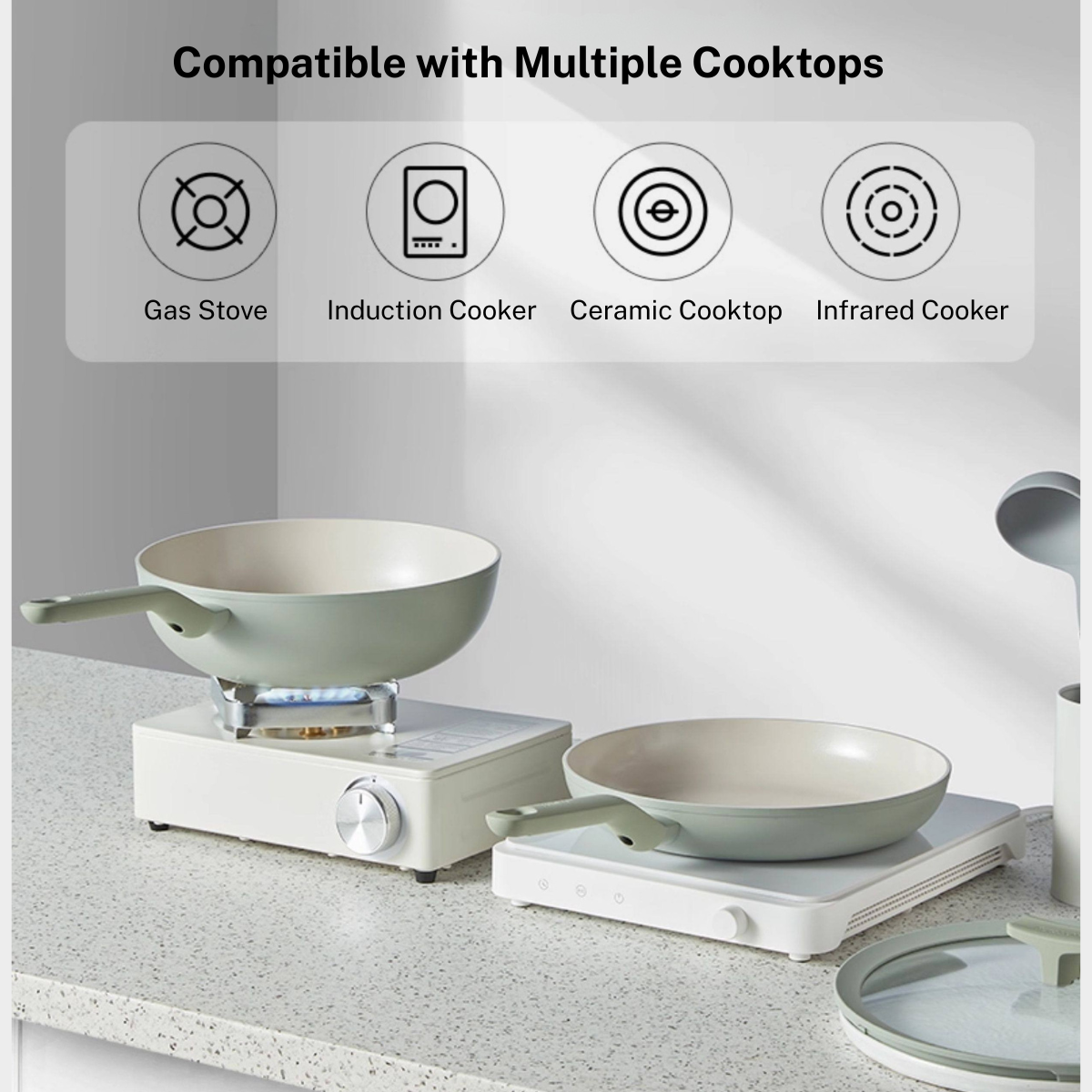 BergHOFF Balance Non-stick Ceramic Frying Pan, Aluminum, Sage