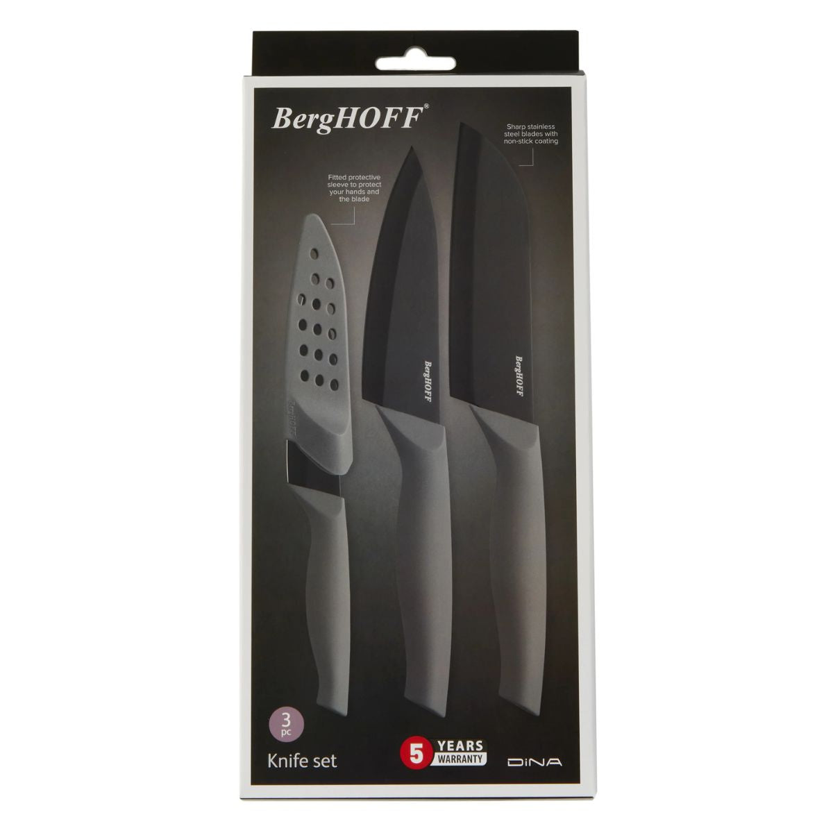 BergHOFF DiNA Vector Nonstick Stainless Steel 3Pc Knife Set
