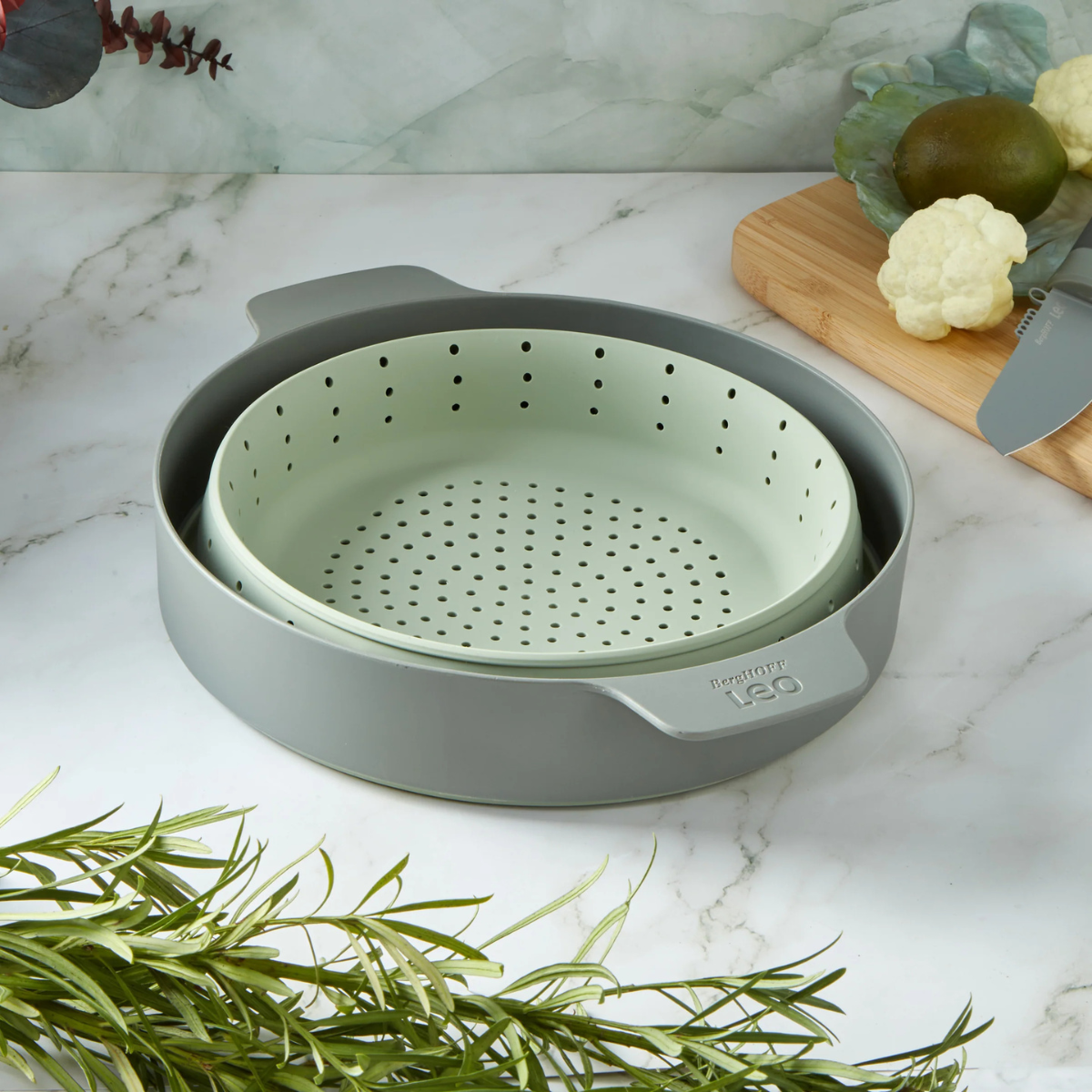 BergHOFF Leo Silicone 2-in-1 Steamer and Strainer