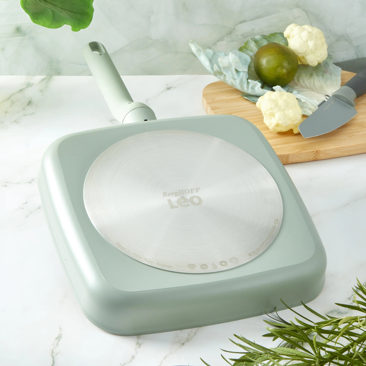BergHOFF Balance Non-stick Ceramic Grill Pan Aluminum, Sage 24cm