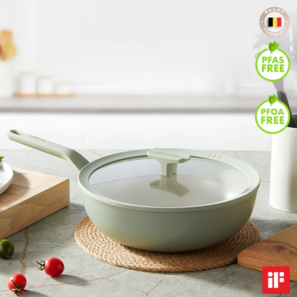 BergHOFF Non-stick Ceramic Wok Pan With Glass Lid 28cm