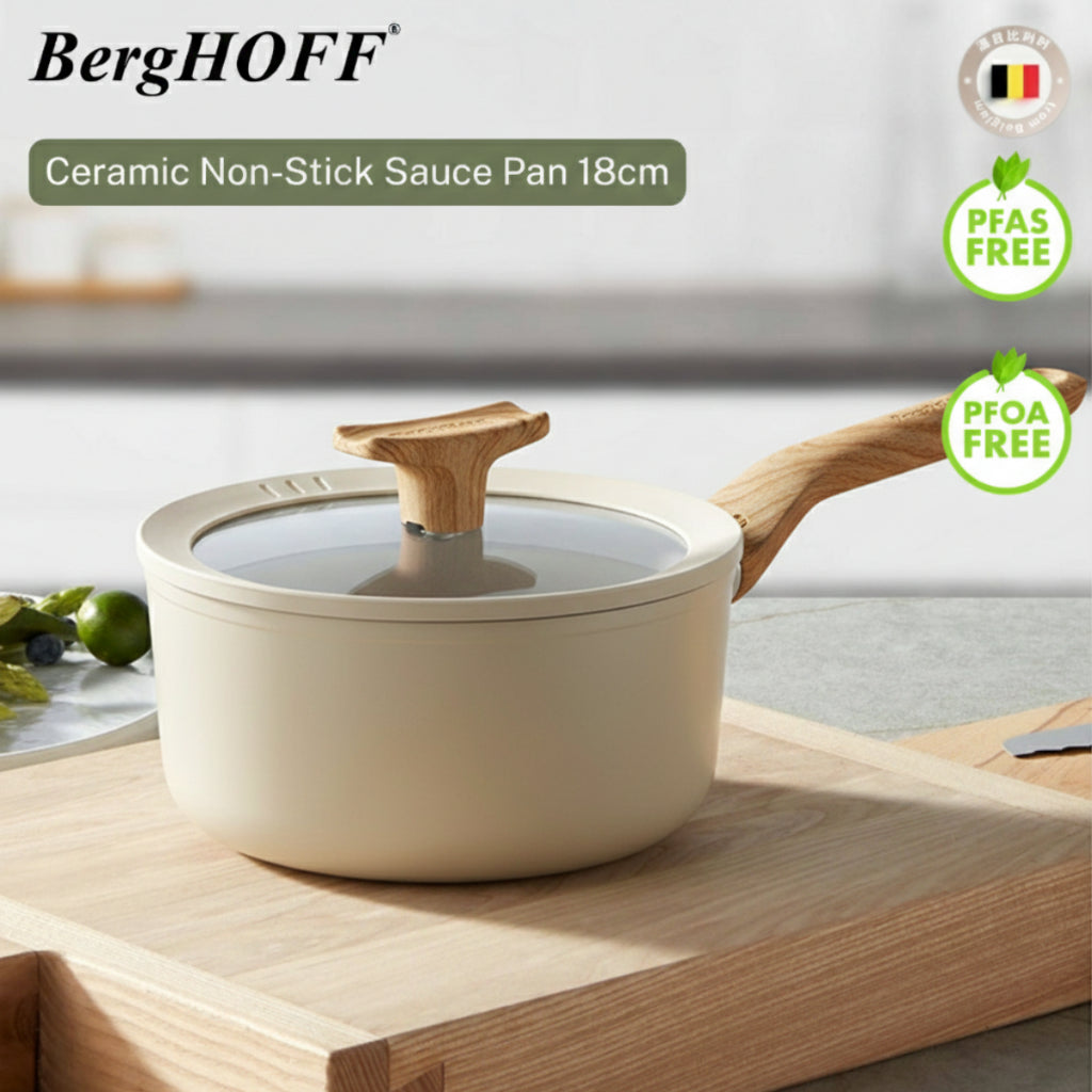 BergHOFF Non-stick Ceramic Sauce Pan 18CM with Lid - Ivory