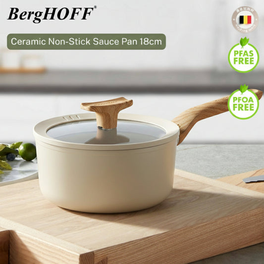 BergHOFF Non-stick Ceramic Sauce Pan 18CM with Lid - Ivory
