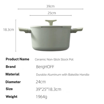 BergHOFF Non-stick Ceramic Stockpot With Glass Lid